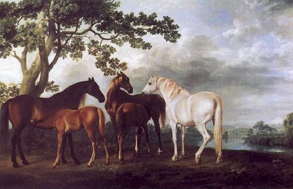 George Stubbs Mares and Foals in a Landscape